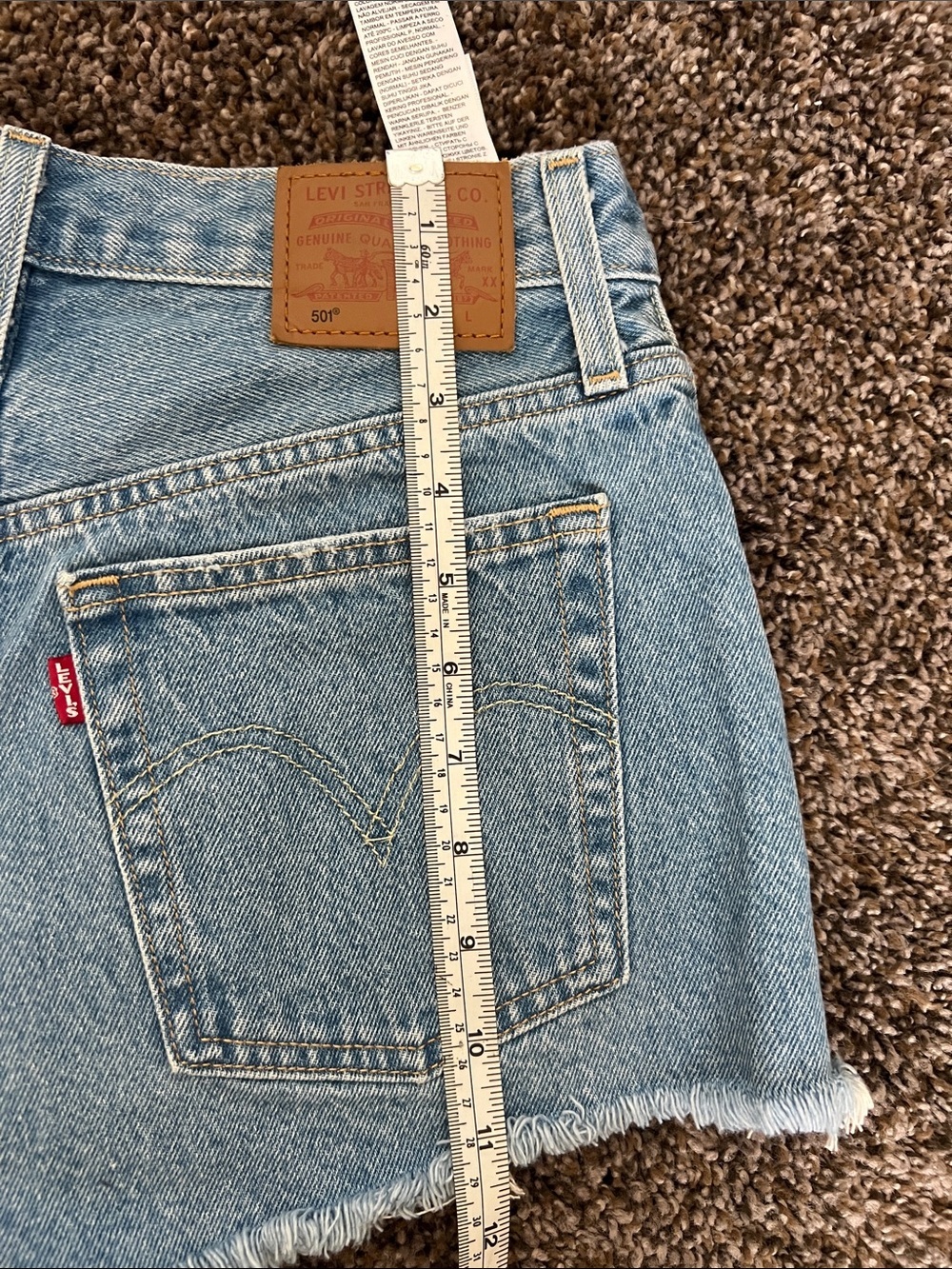 Levi's Light Blue High-Rise Cutoff Denim Shorts - Picture 7 of 13